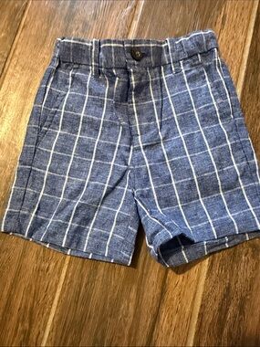 Janie and Jack Navy and White Windowpane Plaid Shorts